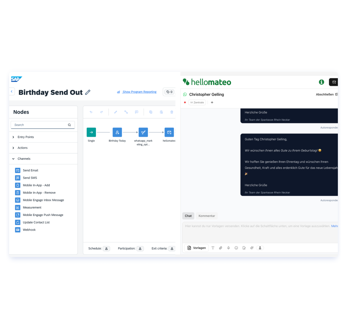 WhatsApp straight from Automation Programm