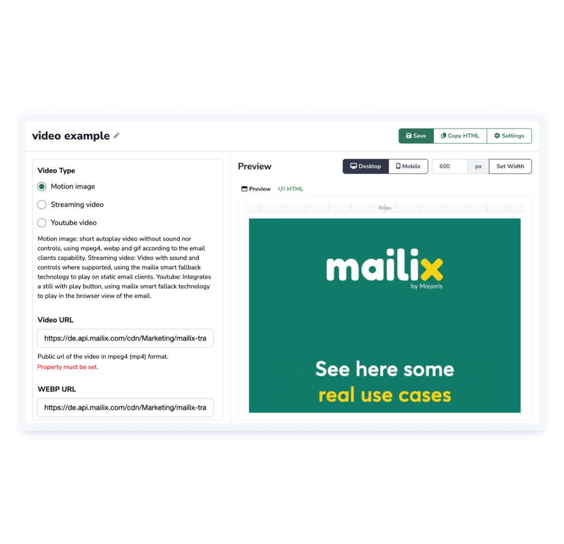 In depth view of the mailix editor