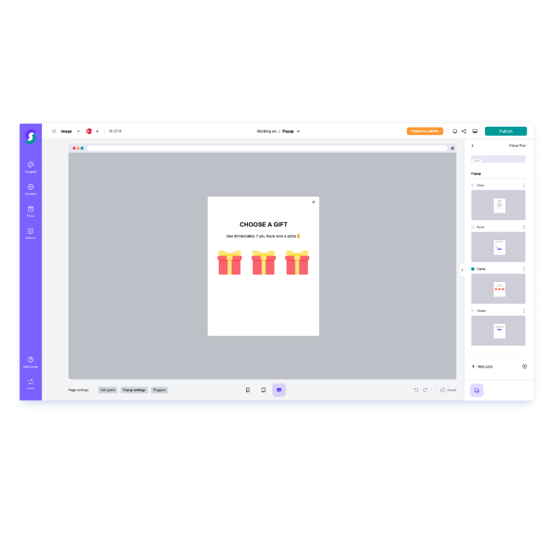 Gamified pop-up