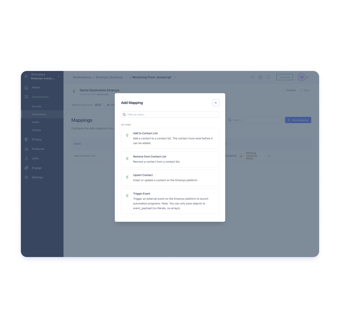 Map any JSON property to a field in Emarsys account